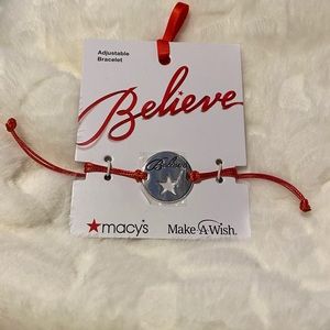 NEW Macy's "BELIEVE" Make-A-Wish Red & Silver Unisex Bracelet LOT of 4.